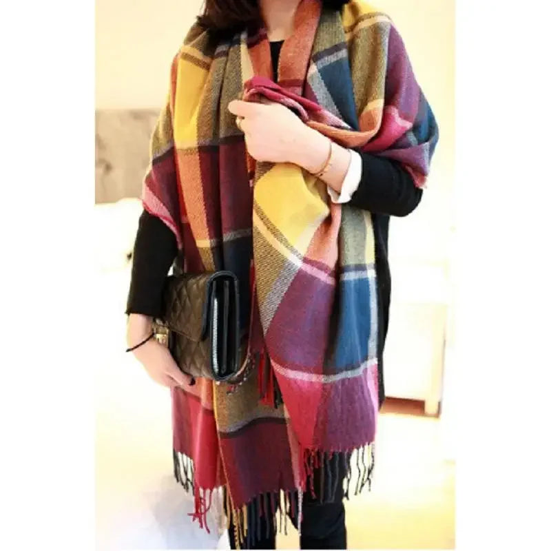 Plaid Winter Scarf Shawl