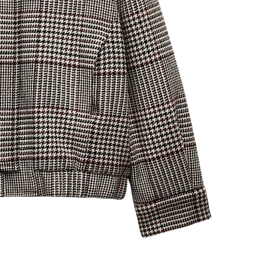 Old English Checkered Plaid Bomber Jacket