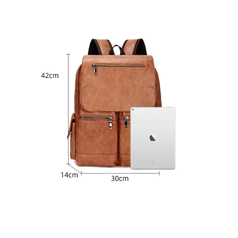 Fashion Luxury Brand Men Backpack Leather School Backpack Bag Students Waterproof Travel Bag Casual Leather Book bag Male
