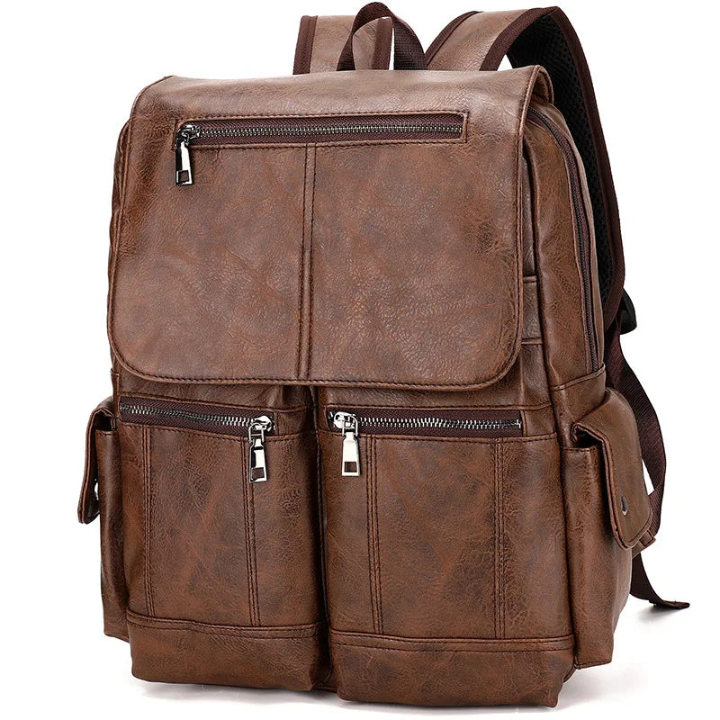 Fashion Luxury Brand Men Backpack Leather School Backpack Bag Students Waterproof Travel Bag Casual Leather Book bag Male