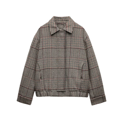 Old English Checkered Plaid Bomber Jacket