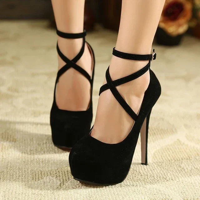 Women Platform Stilettos Sexy Pumps Shallow Round Toe Slingback Super High Heels Elegant Party Wedding Banquet Shoes