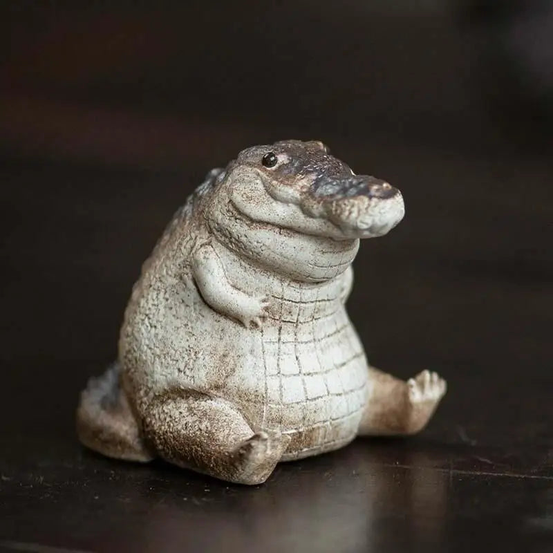 Cute Chubby Crocodile Figurine Realistic Little Crocodiles Ornament Resin Tea Pet Model Home Decor Funny Feng Shui Gifts