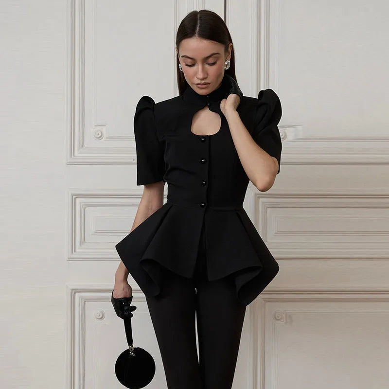 Slim Lace Up Asymmetrical Blazer Women Chic V-neck Single Breasted Full Sleeve Jacket Female 2026 Spring Summer Lady Coat