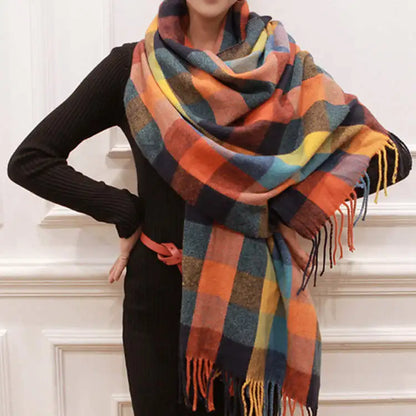 Plaid Winter Scarf Shawl