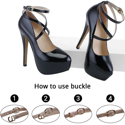 Women Platform Stilettos Sexy Pumps Shallow Round Toe Slingback Super High Heels Elegant Party Wedding Banquet Shoes
