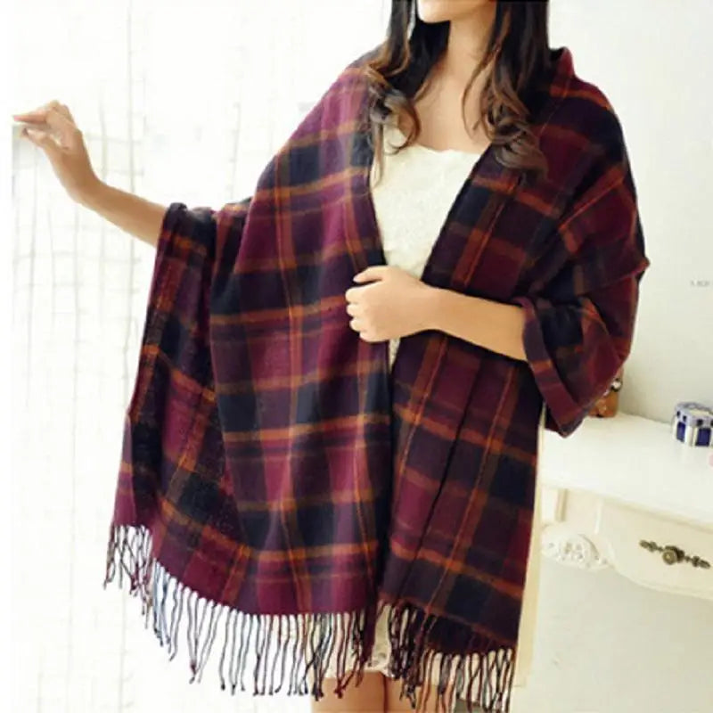 Plaid Winter Scarf Shawl