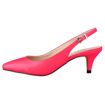 Daily all-match Sandal Shoes Pointed High Heels Large Size Pumps New 6cm Low Casual Back Empty Buckle Red Wedding shoes