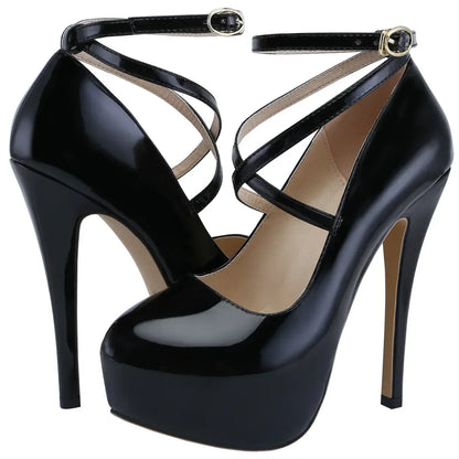 Women Platform Stilettos Sexy Pumps Shallow Round Toe Slingback Super High Heels Elegant Party Wedding Banquet Shoes