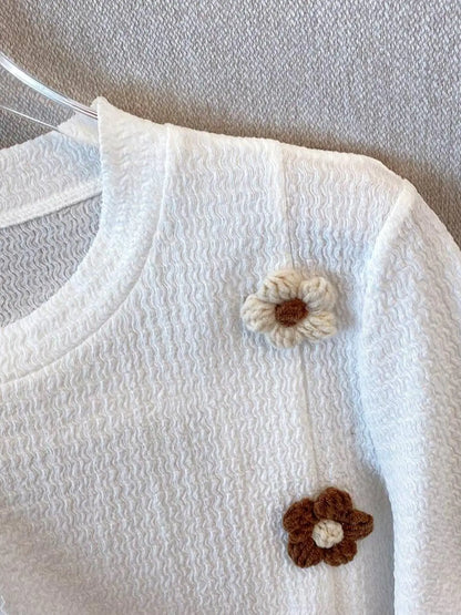 【Plus Size】 Floral Decor Tee, Casual Crew Neck T-shirt for Daily Wear, Women Plus Clothing for All Seasons, Top