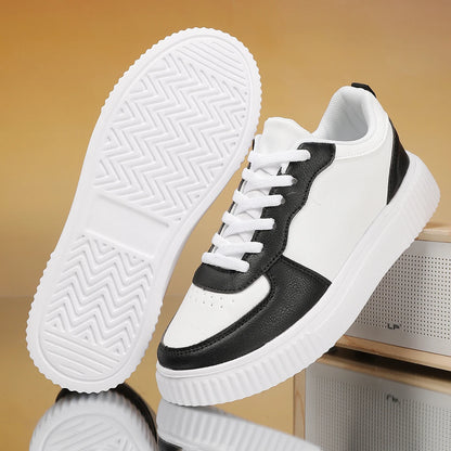 Men's Colorblock Casual Sneakers Men's Perforated Leather Court Sneakers ventilate lightweight  fashion trend  versatile