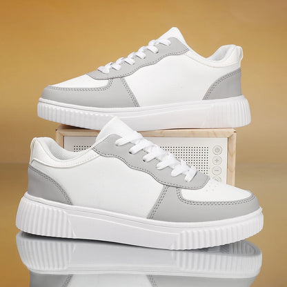 Men's Colorblock Casual Sneakers Men's Perforated Leather Court Sneakers ventilate lightweight  fashion trend  versatile