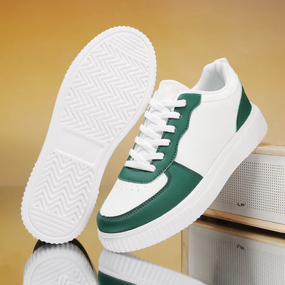 Men's Colorblock Casual Sneakers Men's Perforated Leather Court Sneakers ventilate lightweight  fashion trend  versatile