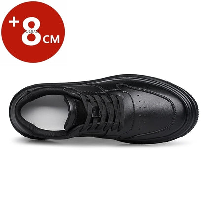 Luxury Brand Fashion Leather Elevator Sneakers Men Comfortable Breathable Casual Shoes Height Increase Insole 8cm Lift Men Shoes