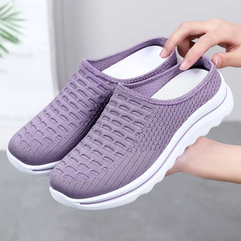 Women's Summer Breathable Commute Half Drag Shoes Soft Sole Lightweight Slip On Casual Comfortable Odor-Resistant
