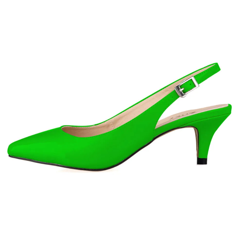 Daily all-match Sandal Shoes Pointed High Heels Large Size Pumps New 6cm Low Casual Back Empty Buckle Red Wedding shoes