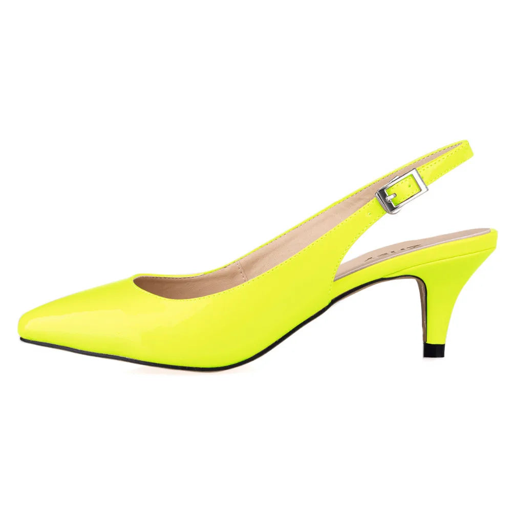 Daily all-match Sandal Shoes Pointed High Heels Large Size Pumps New 6cm Low Casual Back Empty Buckle Red Wedding shoes