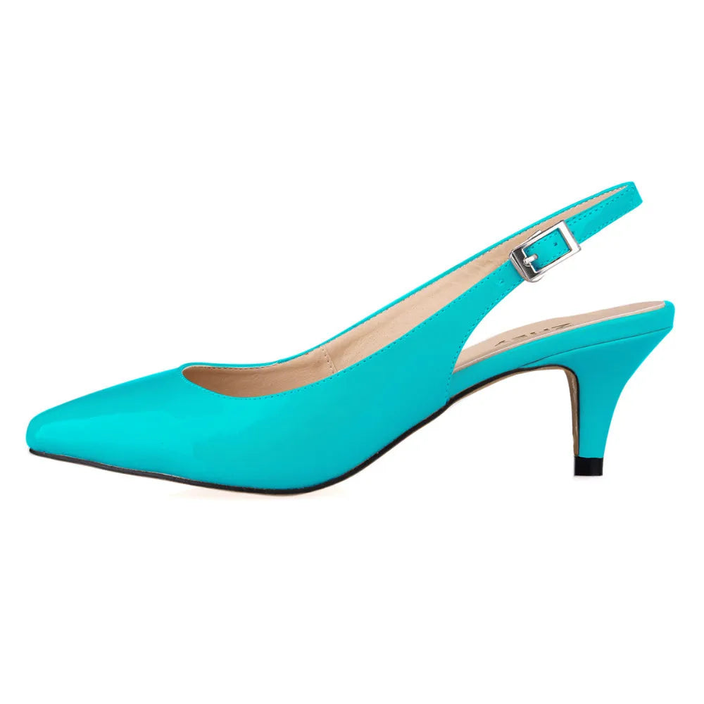 Daily all-match Sandal Shoes Pointed High Heels Large Size Pumps New 6cm Low Casual Back Empty Buckle Red Wedding shoes