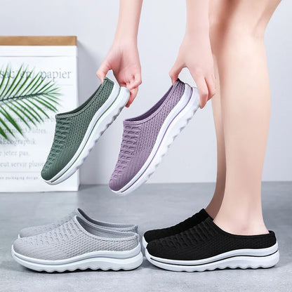 Women's Summer Breathable Commute Half Drag Shoes Soft Sole Lightweight Slip On Casual Comfortable Odor-Resistant