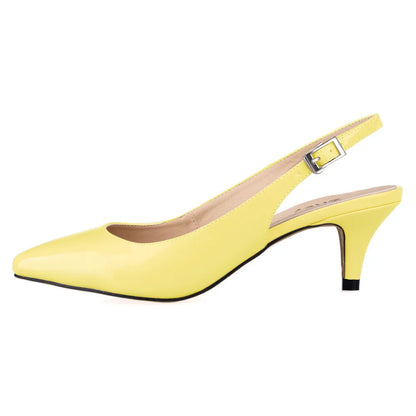 Daily all-match Sandal Shoes Pointed High Heels Large Size Pumps New 6cm Low Casual Back Empty Buckle Red Wedding shoes