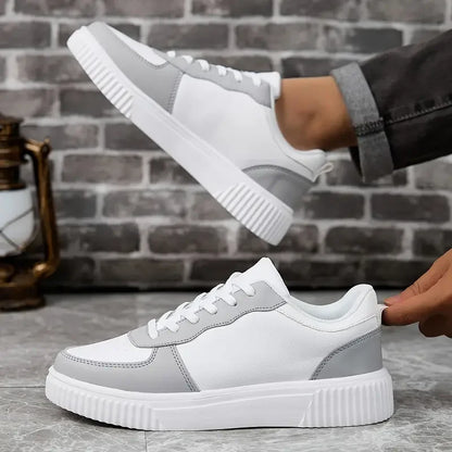 Men's Colorblock Casual Sneakers Men's Perforated Leather Court Sneakers ventilate lightweight  fashion trend  versatile