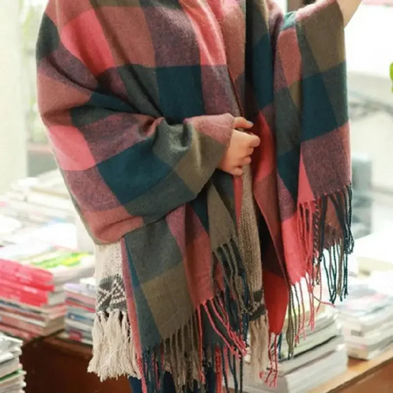 Plaid Winter Scarf Shawl
