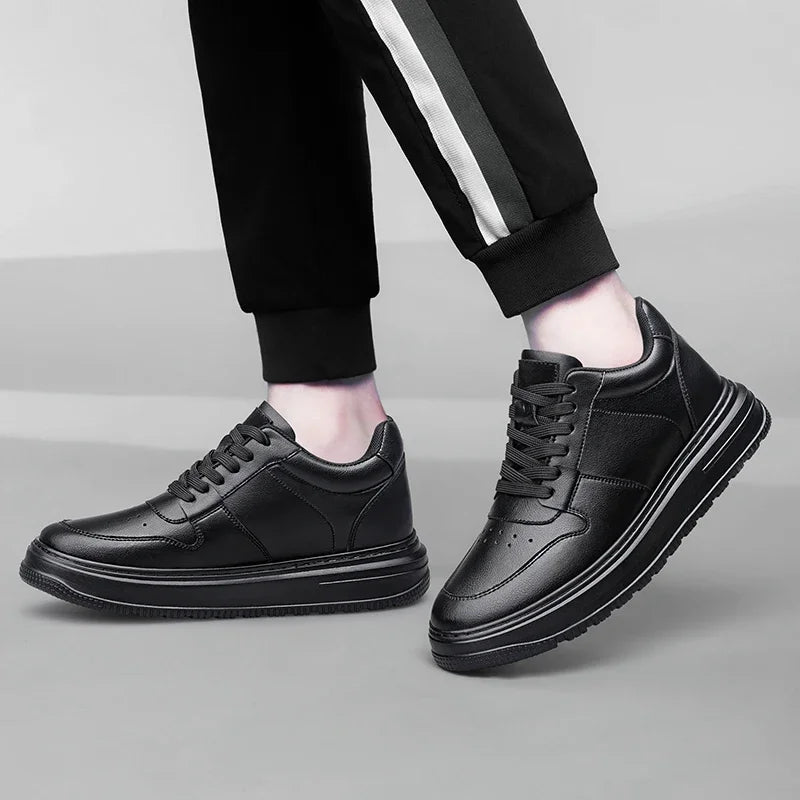 Luxury Brand Fashion Leather Elevator Sneakers Men Comfortable Breathable Casual Shoes Height Increase Insole 8cm Lift Men Shoes