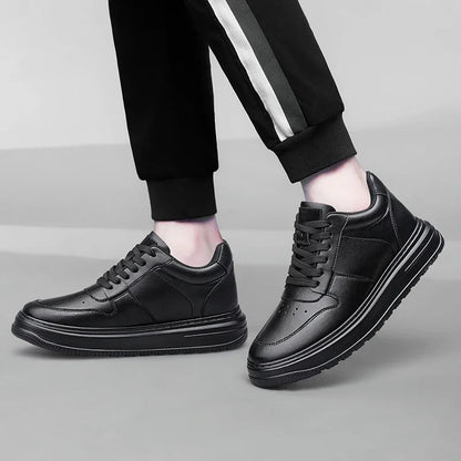 Luxury Brand Fashion Leather Elevator Sneakers Men Comfortable Breathable Casual Shoes Height Increase Insole 8cm Lift Men Shoes