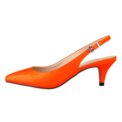 Daily all-match Sandal Shoes Pointed High Heels Large Size Pumps New 6cm Low Casual Back Empty Buckle Red Wedding shoes