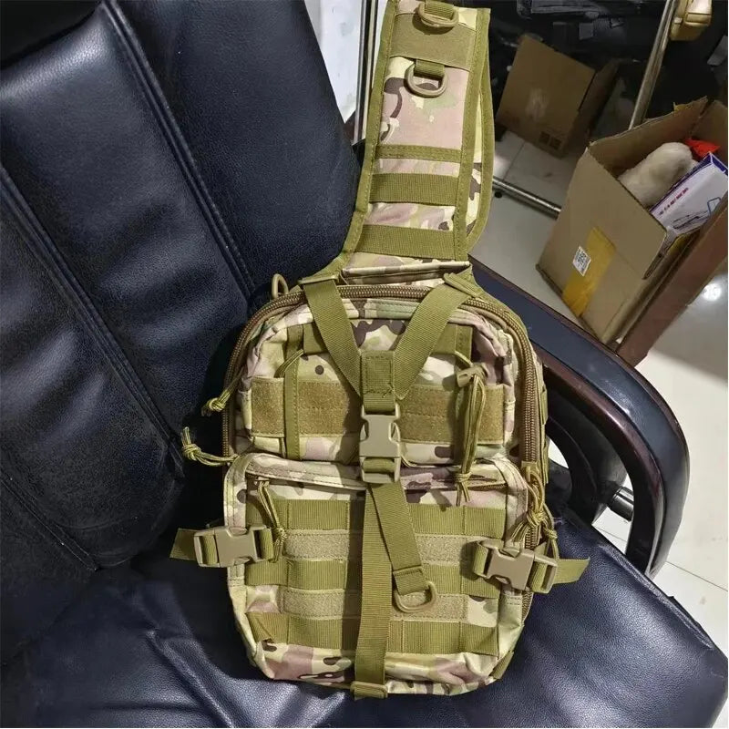Rilibegan Chest Bag Waterproof Oxford Single Shoulder Bags Tactical Chest Bags Big Capacity Crossbody Bags Camouflage Chest Bag