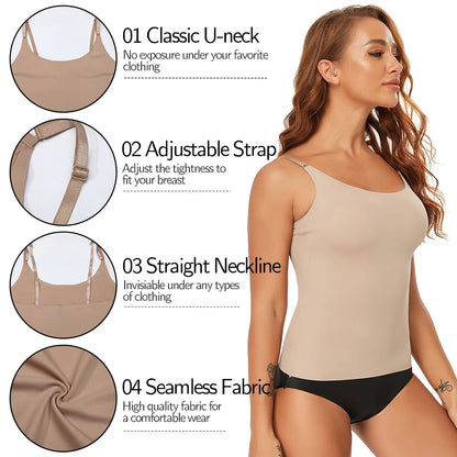 Seamless Shapewear Tank Tops Camisole Women Tummy Control Smooth Compression Vest Nude Black Women Clothing