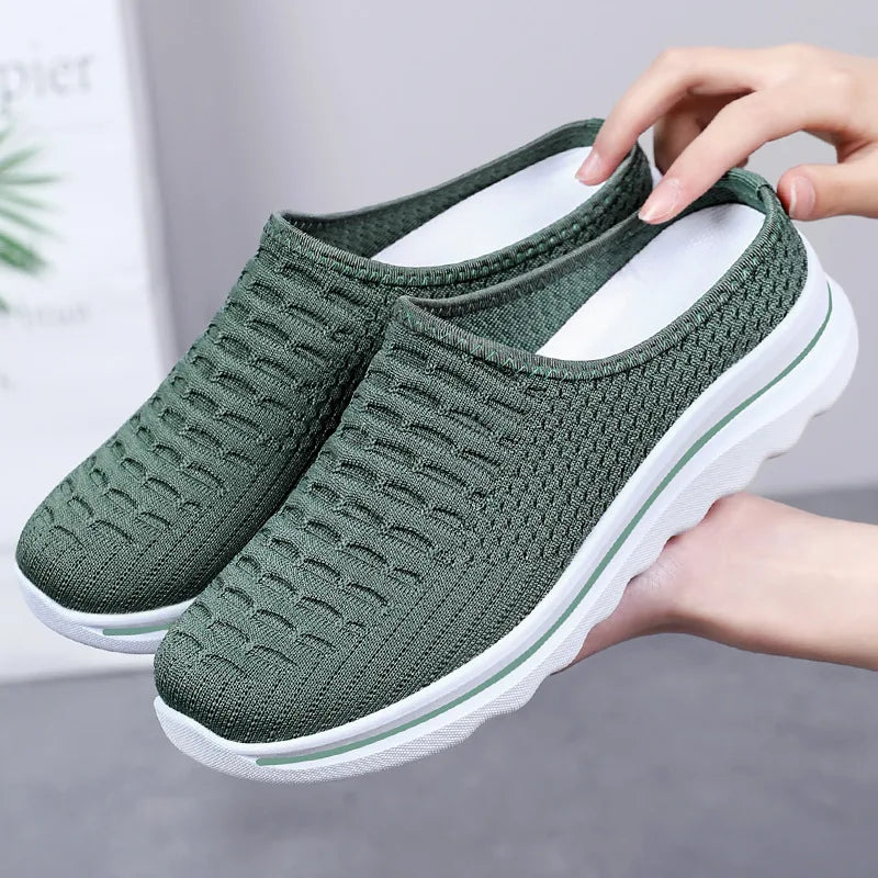 Women's Summer Breathable Commute Half Drag Shoes Soft Sole Lightweight Slip On Casual Comfortable Odor-Resistant