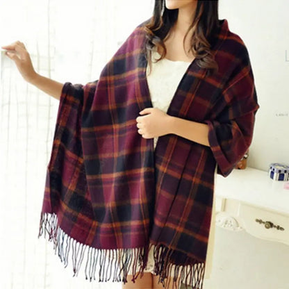 Plaid Winter Scarf Shawl