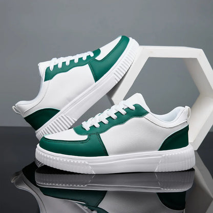 Men's Colorblock Casual Sneakers Men's Perforated Leather Court Sneakers ventilate lightweight  fashion trend  versatile