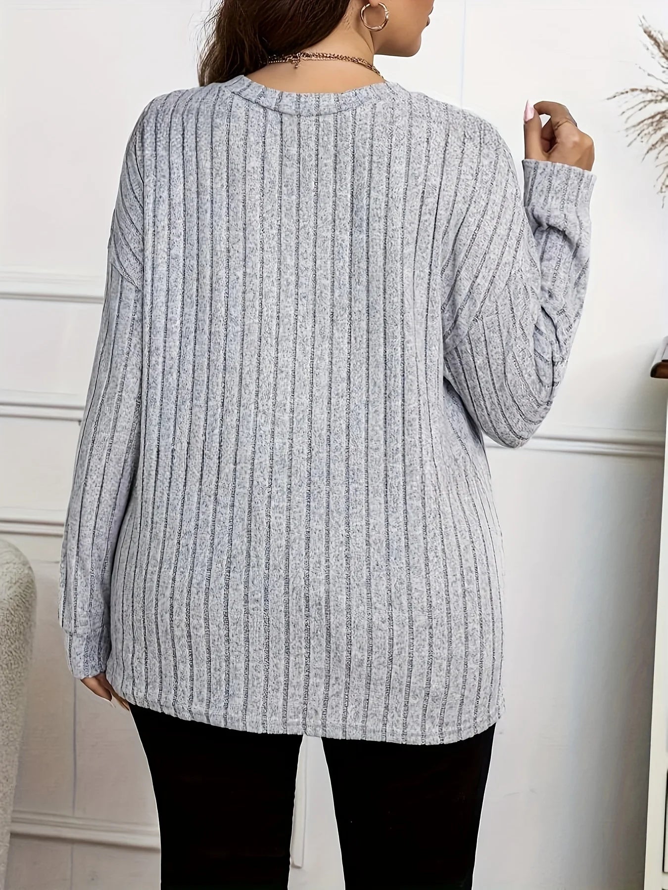 Plus Size Spring Autumn Women Elegant Knitted Shirt Casual Fashion V Neck Tops Office Lady Button Solid Long Sleeve Clothing