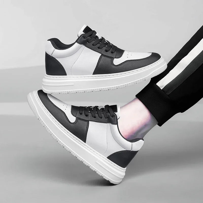 Luxury Brand Fashion Leather Elevator Sneakers Men Comfortable Breathable Casual Shoes Height Increase Insole 8cm Lift Men Shoes