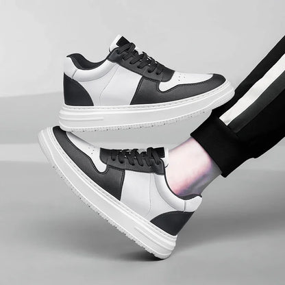 Luxury Brand Fashion Leather Elevator Sneakers Men Comfortable Breathable Casual Shoes Height Increase Insole 8cm Lift Men Shoes