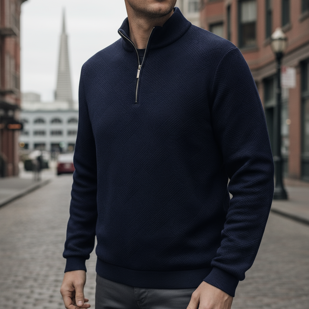 Textured Quarter-Zip Sweater