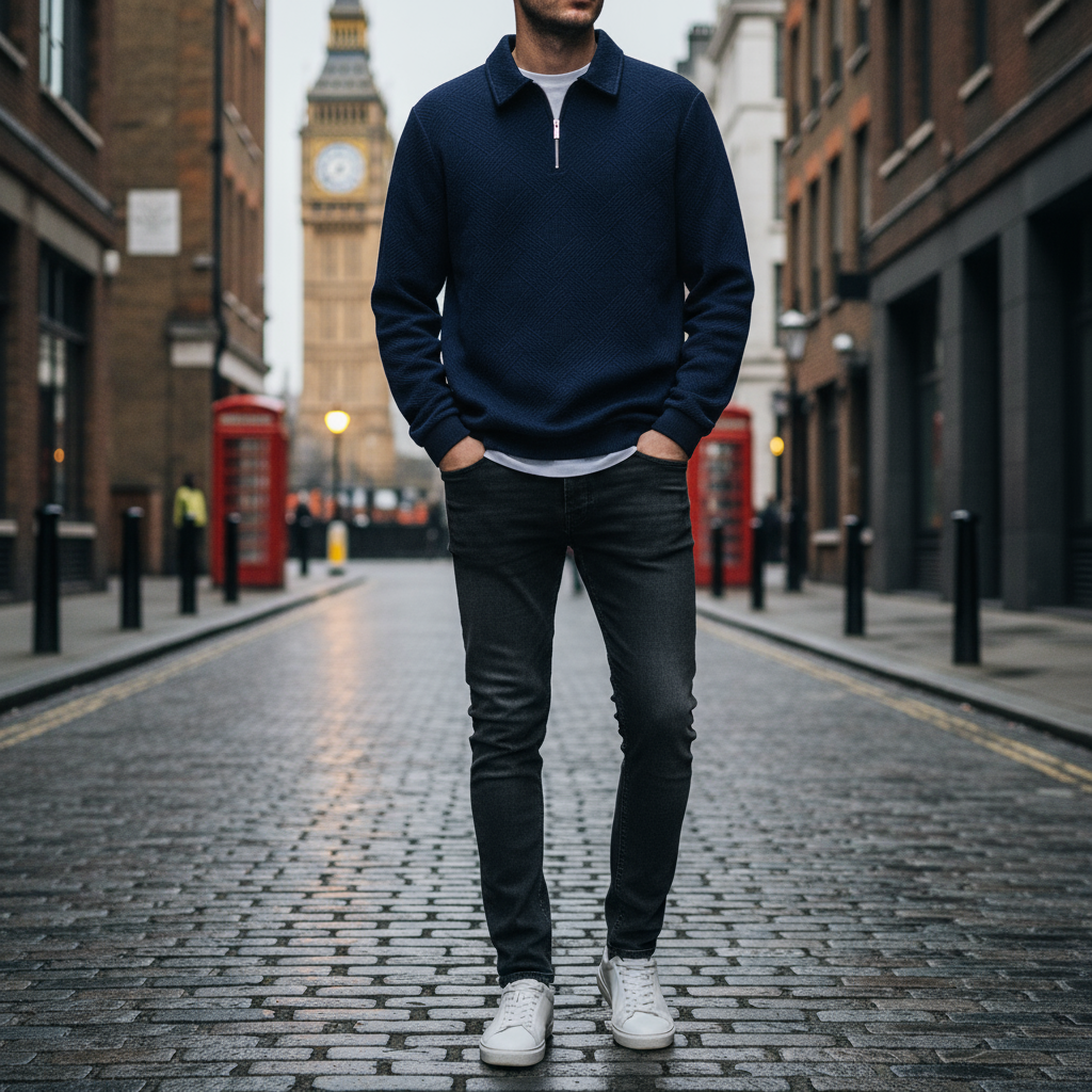 Textured Quarter-Zip Sweater