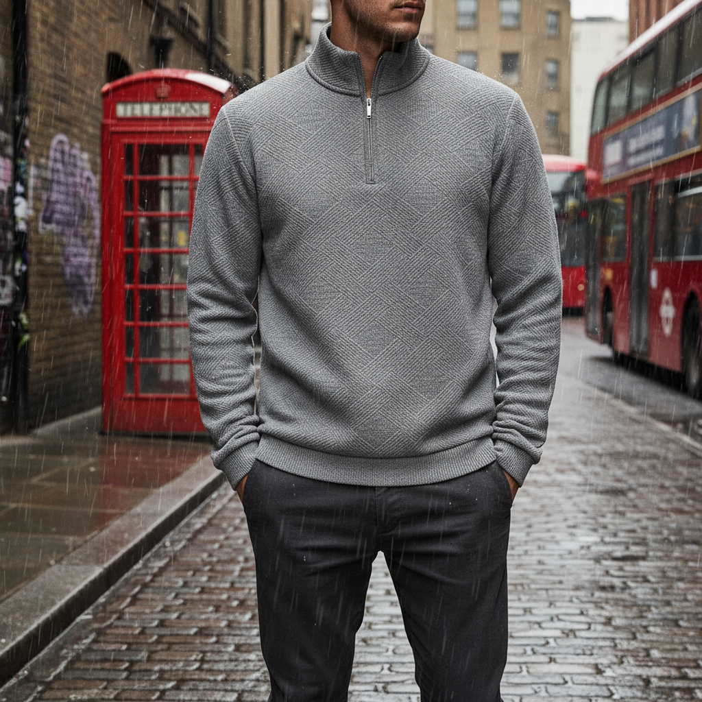 Textured Quarter-Zip Sweater