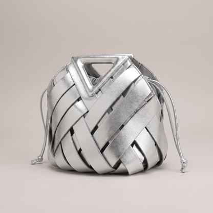 The Portofino Woven Tote in Silver