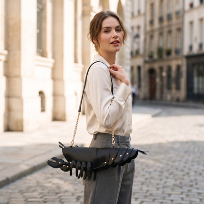 The Riviera Lobster Bag - Black - worn